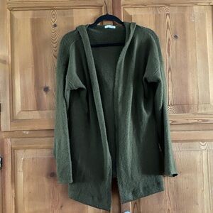 Stitch Drop Hooded Cargigan Sweater Olive Oversized Drop Shoulder Fits  Medium
